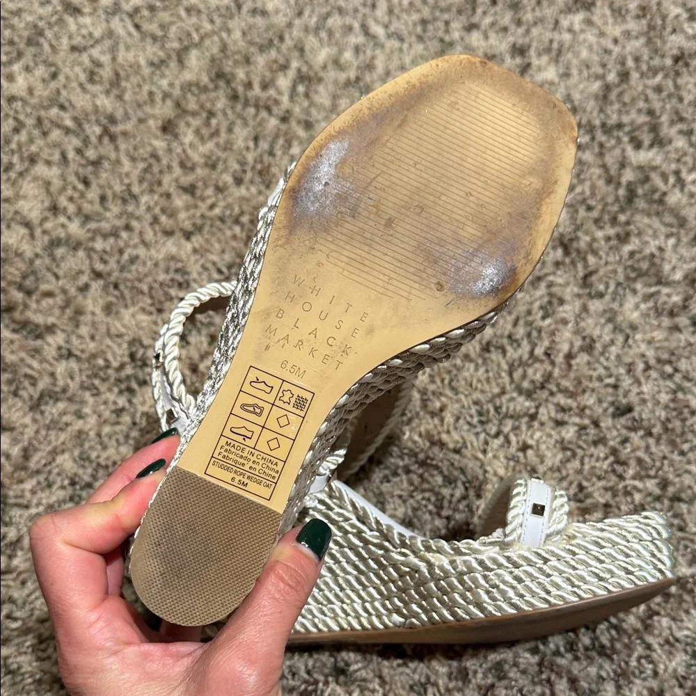 White House Black Market Cream Wedge Sandals